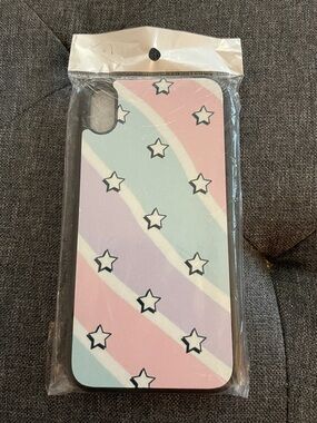 Custom Designed Pastel Star Pattern iPhone XR Case - Pink & Light Blue, NEW